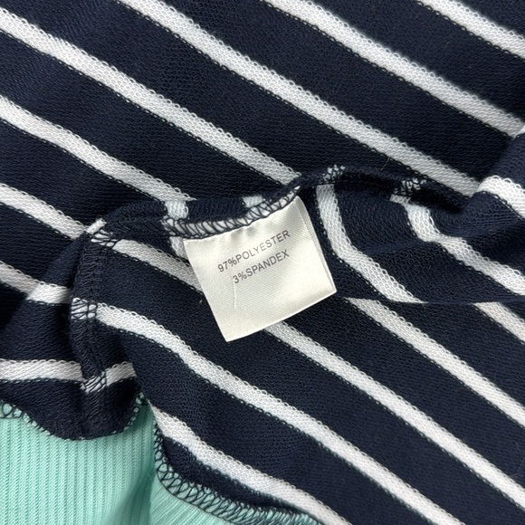 Coco & Main Cardigan Sweater Size L Blue White Aqua Striped Lightweight - Picture 4 of 7